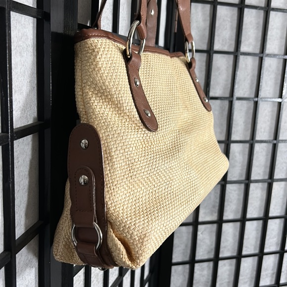Vintage Bag, Straw Look with Brown Trim, TSC, Vegan, NWOT - Picture 2 of 8